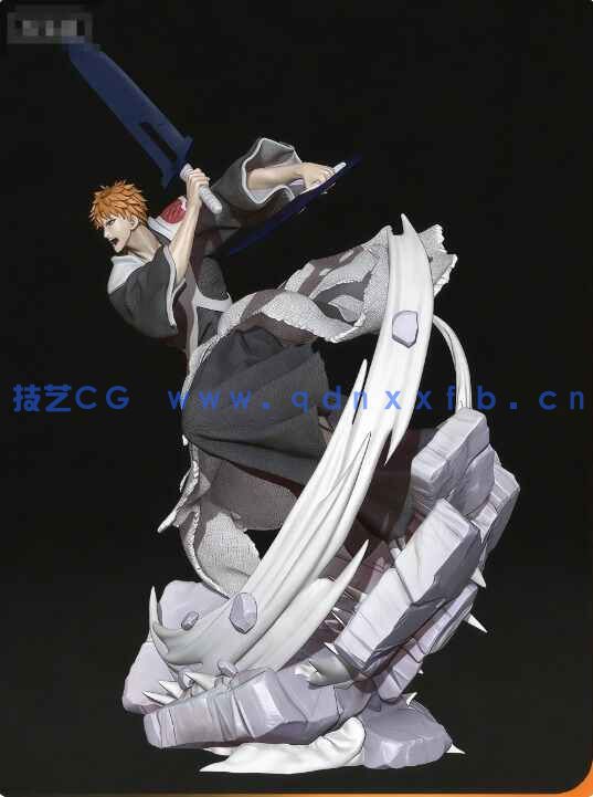 [3D打印人物] 黑崎一护Ichigo Kurosaki战斗姿势《死神》动漫角色雕刻手办3D打印模型(图3)