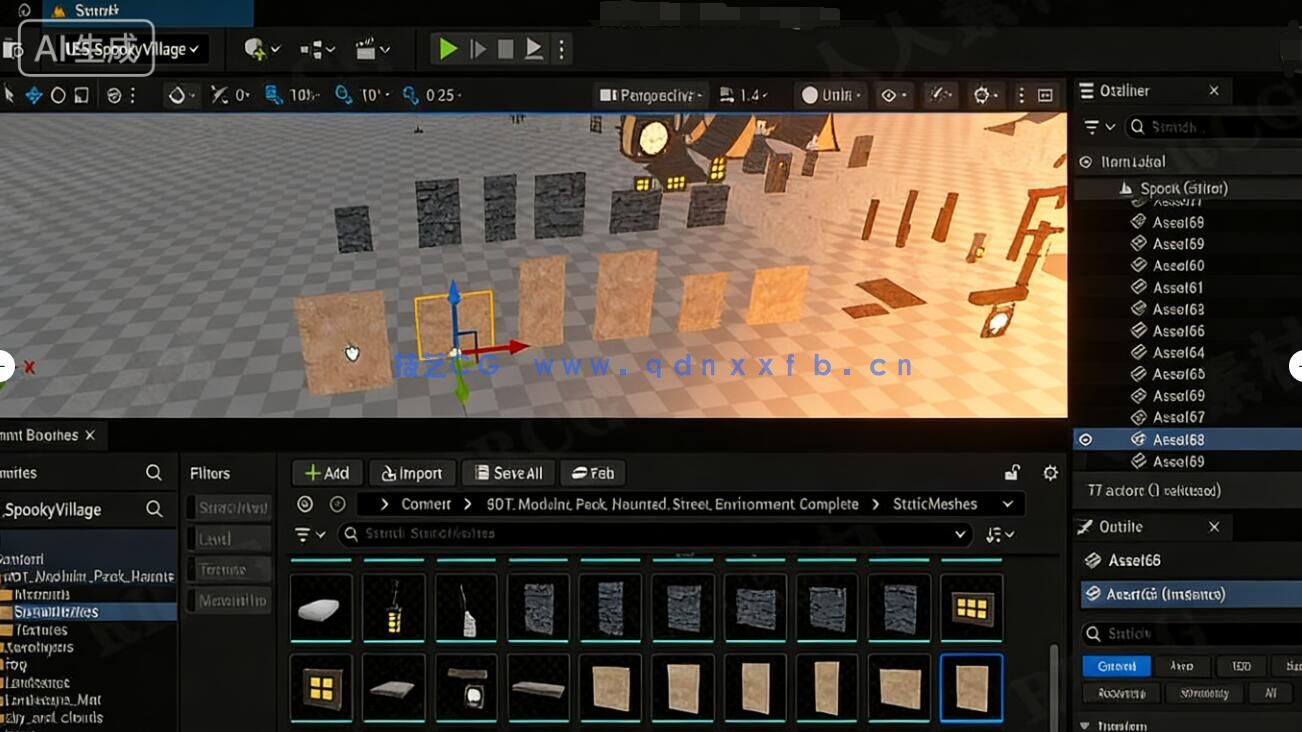 【中文字幕】Blender5与UE5.7幽灵鬼街大型建筑场景搭建实战训练(图6)