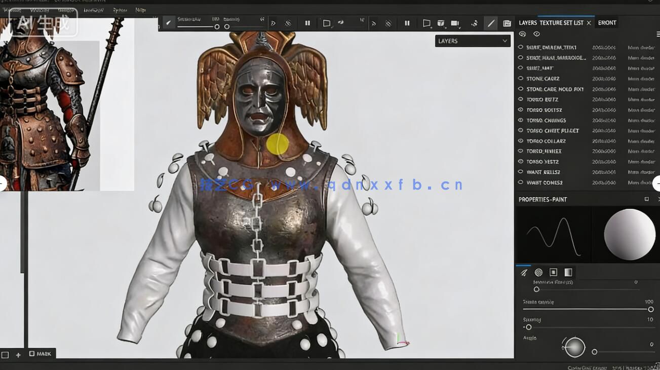【中文字幕】ZBrush 3A级神话游戏角色硬表面雕刻建模全流程视频(图7)