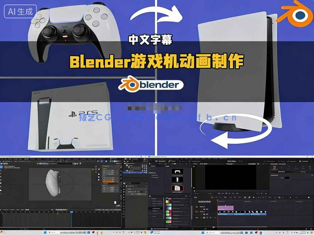 【中文字幕】Blender索尼PS5游戏机丝滑过渡动画制作视频教程(图1)