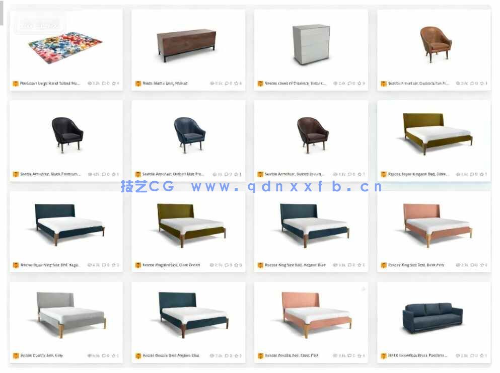 [家具模型] 1500组Made出品大型家居家具3D模型合集(图6)