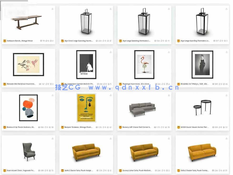 [家具模型] 1500组Made出品大型家居家具3D模型合集(图7)