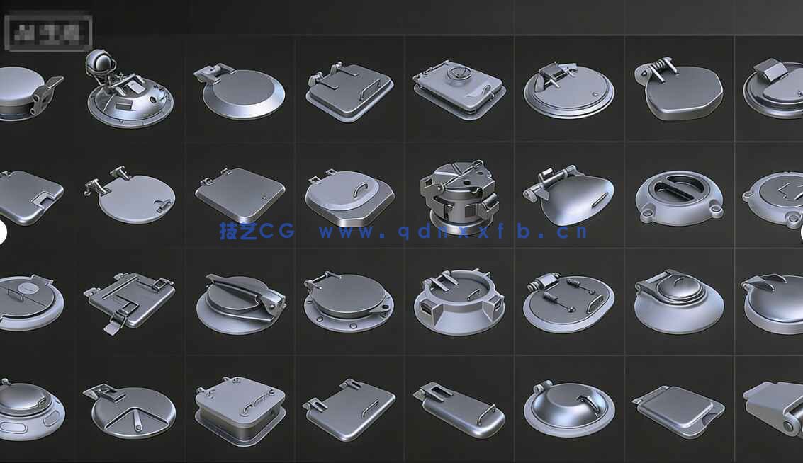 [武器道具] 32个功能型舱门与盖板硬表面3D模型套件(图4)