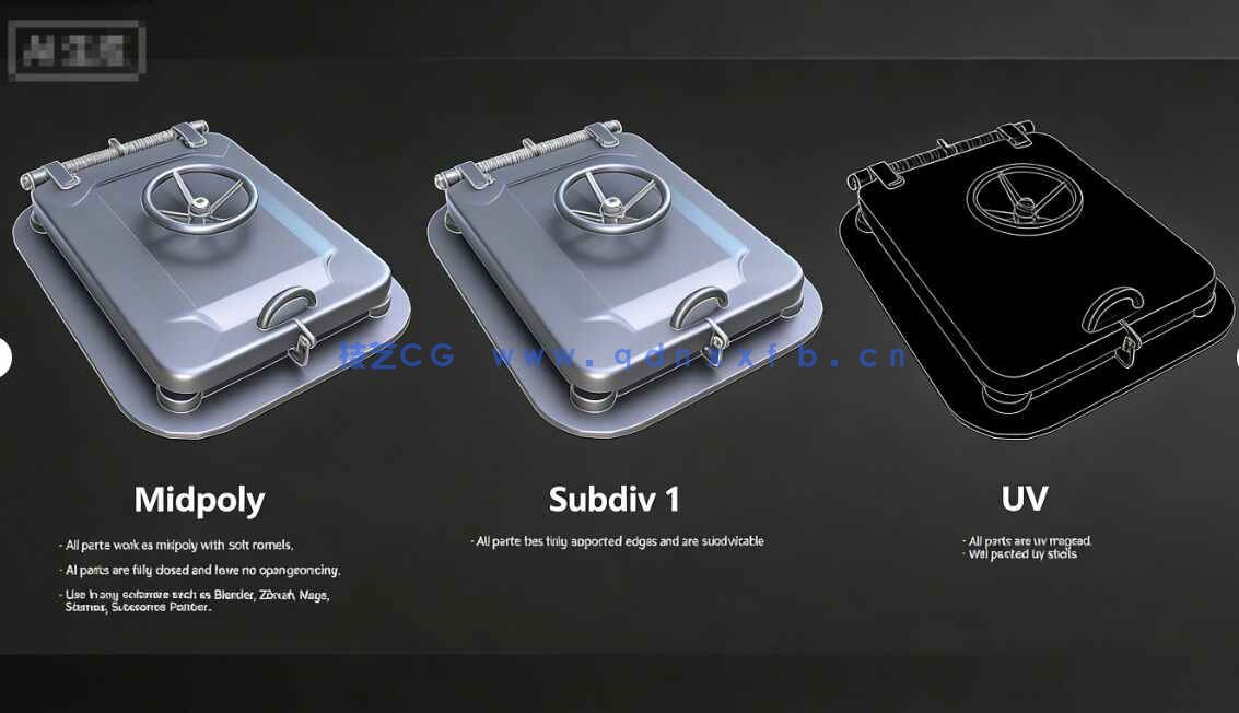 [武器道具] 32个功能型舱门与盖板硬表面3D模型套件(图3)