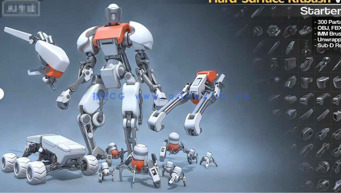 [武器道具] 300个机械原型搭建硬表面3D模型套件(图2)