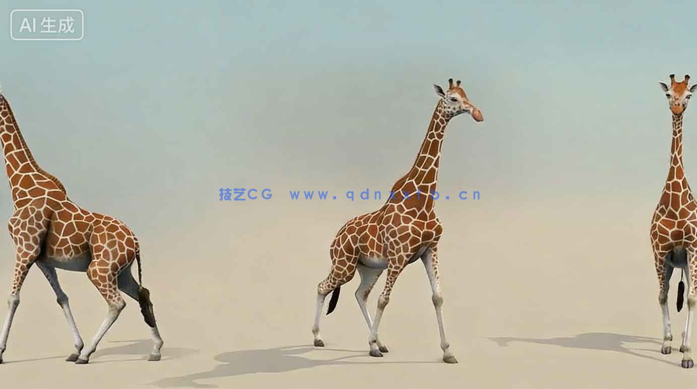 【中文字幕】Maya长颈鹿行走循环动画实例制作视频教程(图2)