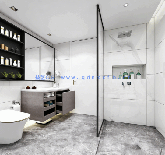 整套模型 147套卫生间模型（3Dmax源文件有材质 有场景 有灯光 ）(图4)