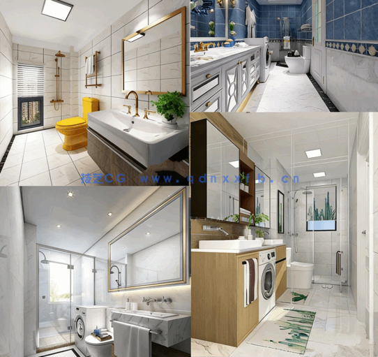 整套模型 147套卫生间模型（3Dmax源文件有材质 有场景 有灯光 ）(图12)