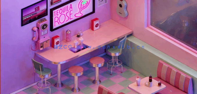 【中文字幕】3dsmax与Corona复古小餐厅照明渲染实例制作视频教(图1)