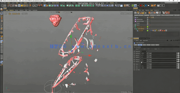 C4D刚体液体VFX特效模拟实例训练视频教程(图5) C4D刚体液体VFX特效模拟实例训练视频教程(图5)