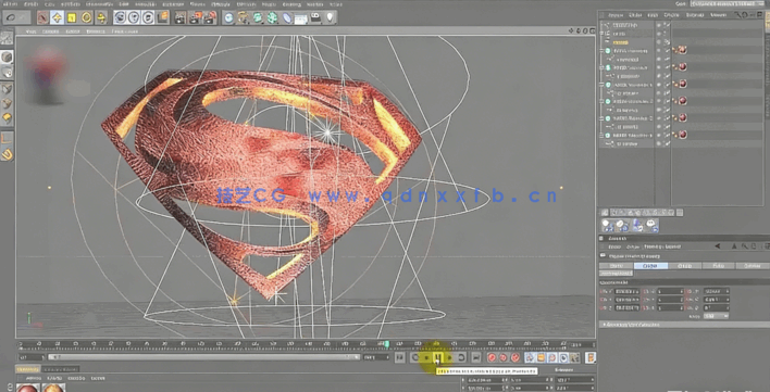 C4D超人标志质感渲染视频教程 (图4)