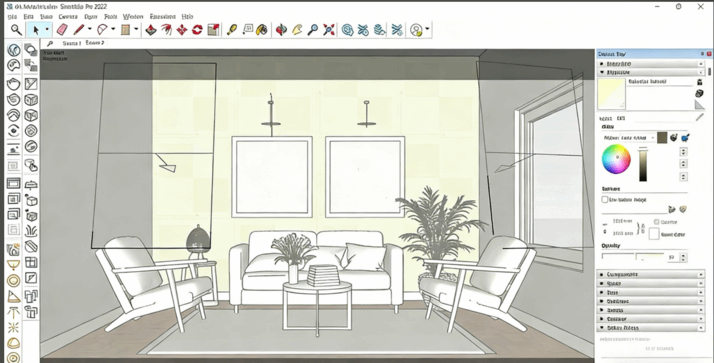 V-Ray6和Sketchup逼真客厅室内设计训练视频教程(图5)