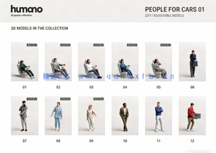 12个姿势3d人物Humano 3D - 2211 - People for cars(图3)