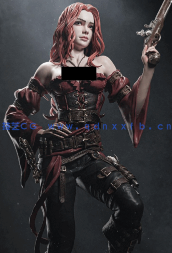 3D打印人物] 靓丽女海盗角色雕刻手办3D打印模型(图1)