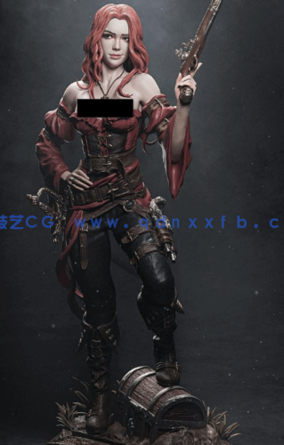 3D打印人物] 靓丽女海盗角色雕刻手办3D打印模型(图3)