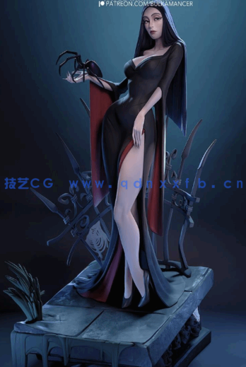 [3D打印人物] 星期三·亚当斯与魔蒂夏·亚当斯《星期三》影视角色雕刻手办3D(图4)