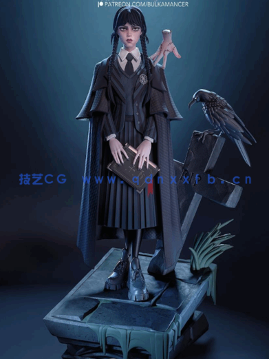 [3D打印人物] 星期三·亚当斯与魔蒂夏·亚当斯《星期三》影视角色雕刻手办3D(图5)