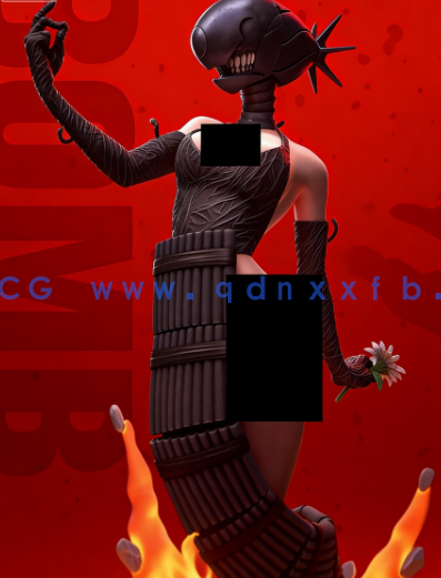 [3D打印人物] 蕾塞Reze变身炸弹人版《链锯人》动漫角色雕刻手办3D打印模型(图1)