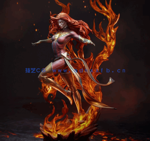 [3D打印人物] 黑凤凰Dark Phoenix《X战警》漫威角色雕刻手办3D打印模型(图3)