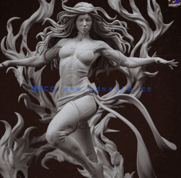 [3D打印人物] 黑凤凰Dark Phoenix《X战警》漫威角色雕刻手办3D打印模型(图5)