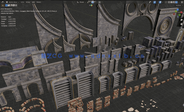 [室内设计] 沙漠地下城华丽古文明室内建筑场景3D模型库(图2)