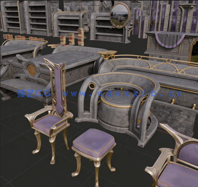 [室内设计] 沙漠地下城华丽古文明室内建筑场景3D模型库(图5)