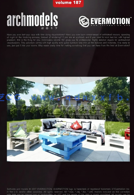 时尚木头椅子长凳3D模型 Evermotion Archmodels Vol.187(图2)