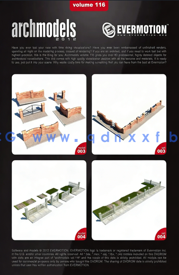 公园栅栏围栏长椅3D模型 Evermotion – Archmodels Vol. 116(图4)