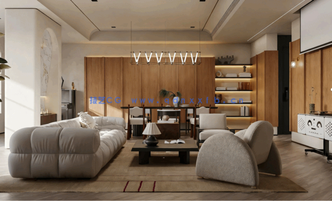 中古风家装室内装修设计效果图(图3)