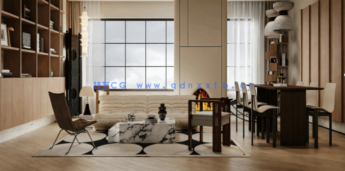 中古风家装室内装修设计效果图(图4)