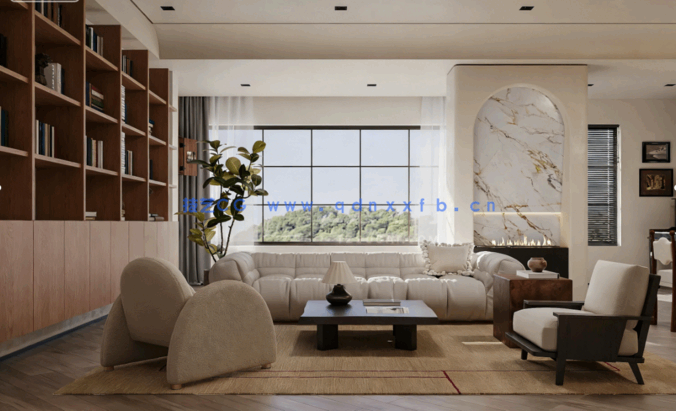 中古风家装室内装修设计效果图(图2)