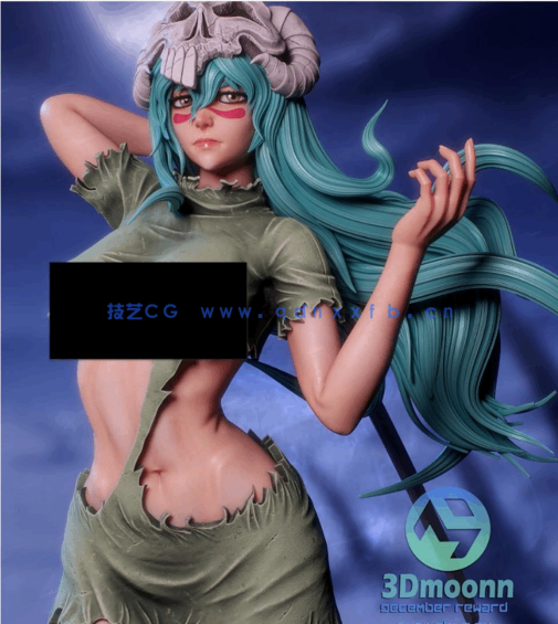 [3D打印人物] 妮莉艾露Nelliel站姿《死神》动漫角色雕刻手办3D打印模型(图1)