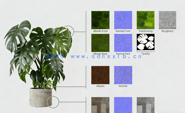 室内绿植盆栽植物3D模型 3DCollective – Interior Plants Pack 01 (3D MAX/OBJ格式)(图3)