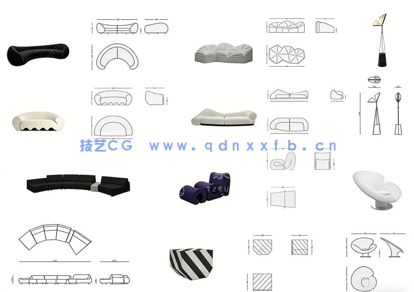 国外极简家具CAD平面图库CASSINA \WHYGARDEN 高端家具CAD图库(图1)