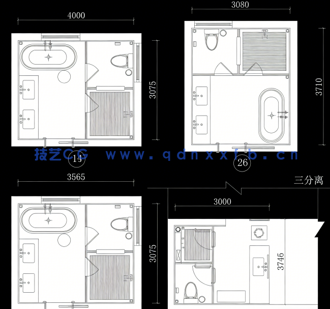 2023私宅卫生间布置CAD图库(图4)