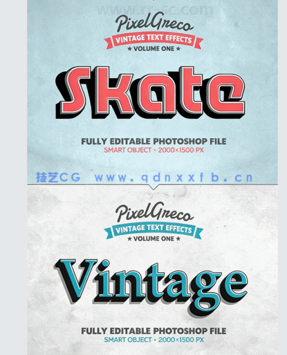 多彩繁体3D字体复古风格艺术特效PSD字模(图4)