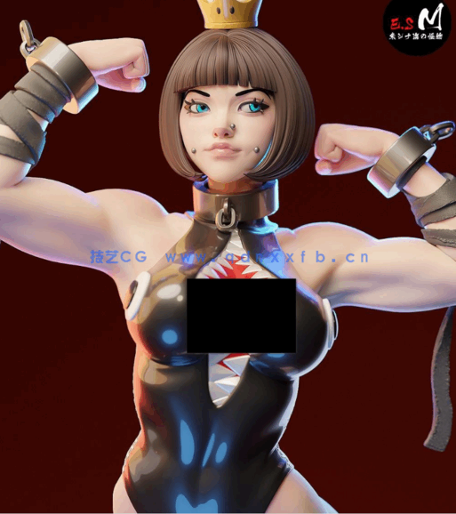 [3D打印人物] Chompette公主站姿《马里奥》游戏角色雕刻手办3D打印模型(图1)