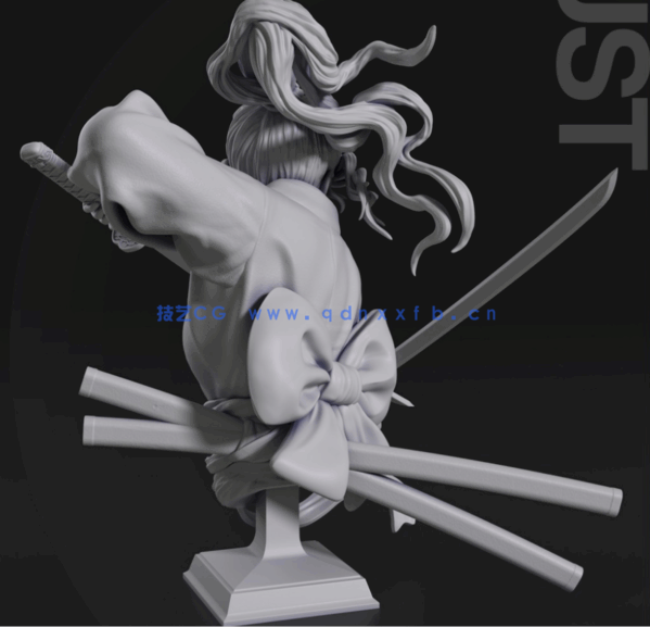 女武士持剑姿势角色雕刻手办3D打印模型(图4)