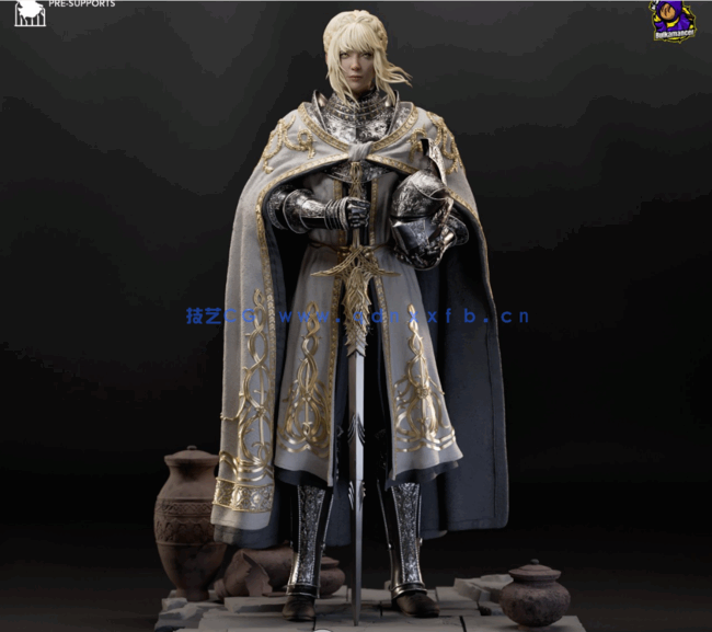 [3D打印人物] 蕾妲金针骑士《艾尔登法环》游戏角色雕刻手办3D打印模型(图3)