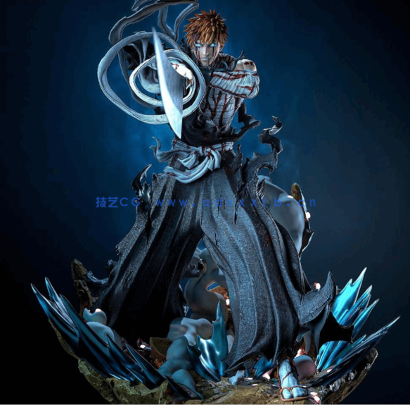 [3D打印人物] 黑崎一护战斗姿势《死神》动漫角色雕刻手办3D打印模型(图2)