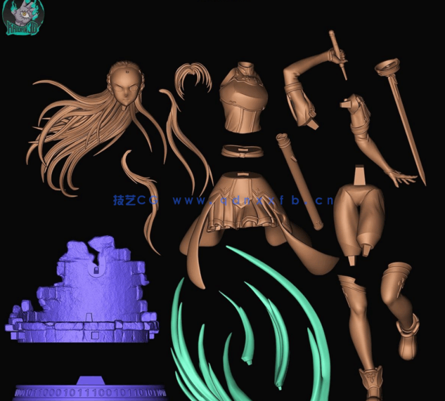 [3D打印人物] 亚丝娜Asuna《刀剑神域》动漫角色雕刻手办3D打印模型(图6)