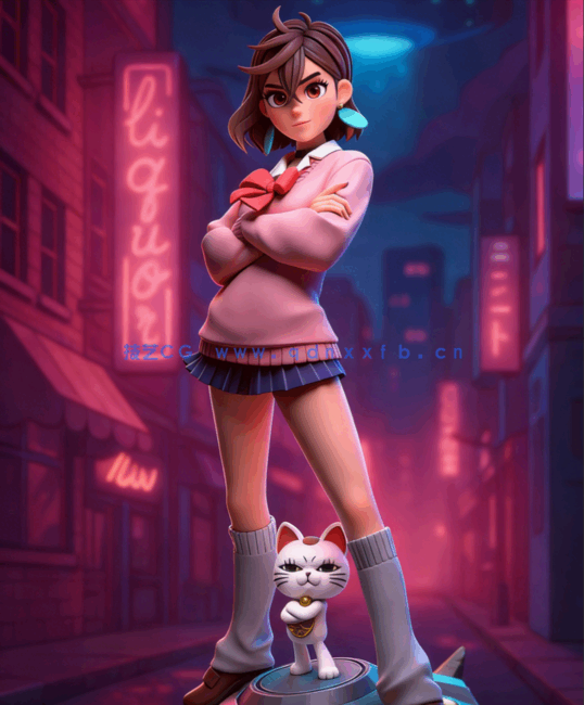 绫濑桃Momo Ayase双臂交叉《当哒当》动漫角色雕刻手办3D打