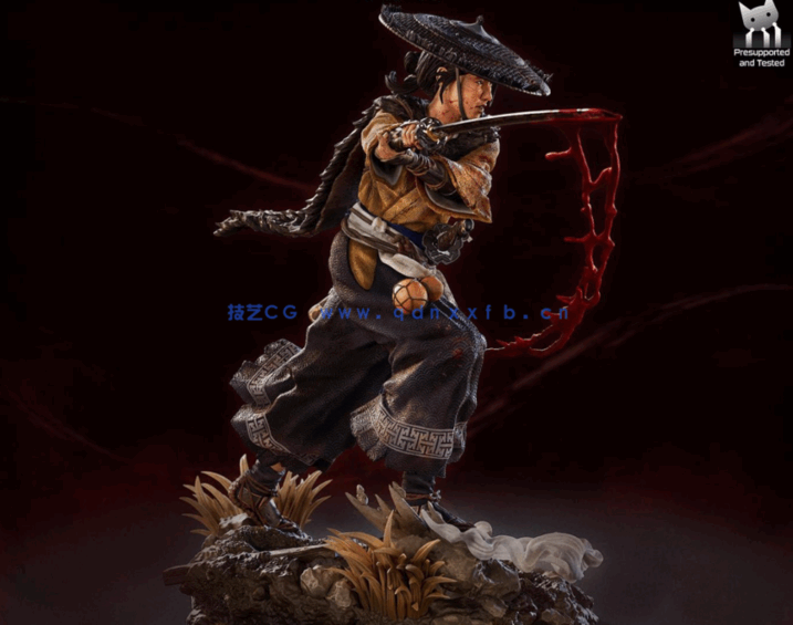 [3D打印人物] 笃Atsu站姿《羊蹄山之魂》游戏角色雕刻手办3D打印模型(图3)