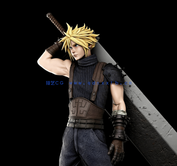 [3D打印人物] 克劳德·斯特莱夫Cloud Strife扛剑姿势《最终幻想VII》游戏角色(图2)