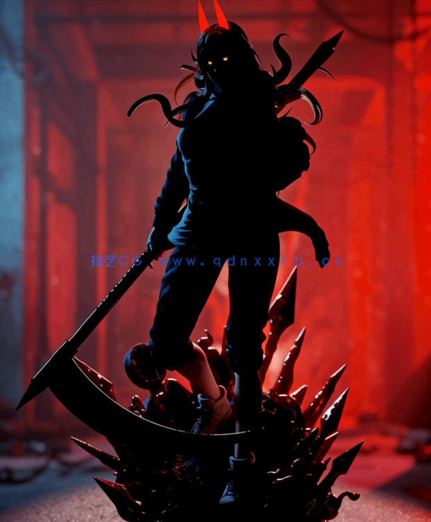 [3D打印人物] 帕瓦Powe手持镰刀《电锯人》动漫角色雕刻手办3D打印模型(图5)