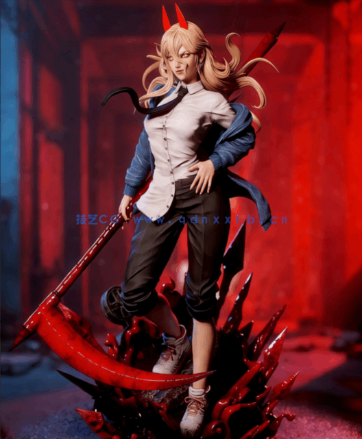 [3D打印人物] 帕瓦Powe手持镰刀《电锯人》动漫角色雕刻手办3D打印模型(图2)