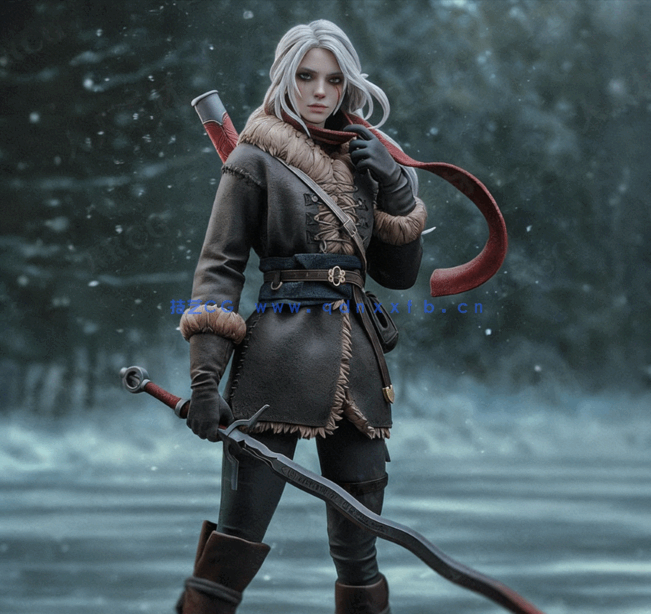 [3D打印人物] 希里Ciri《巫师猎魔人》游戏人物角色雕刻手办3D打印模型(图1)