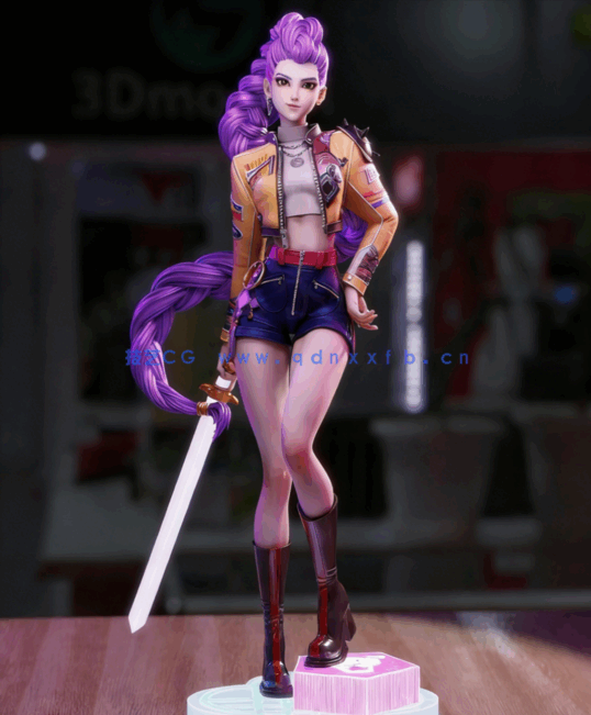  Rumi持剑《K-Pop恶魔猎人》动画角色雕刻手办3D打印模型(图2)