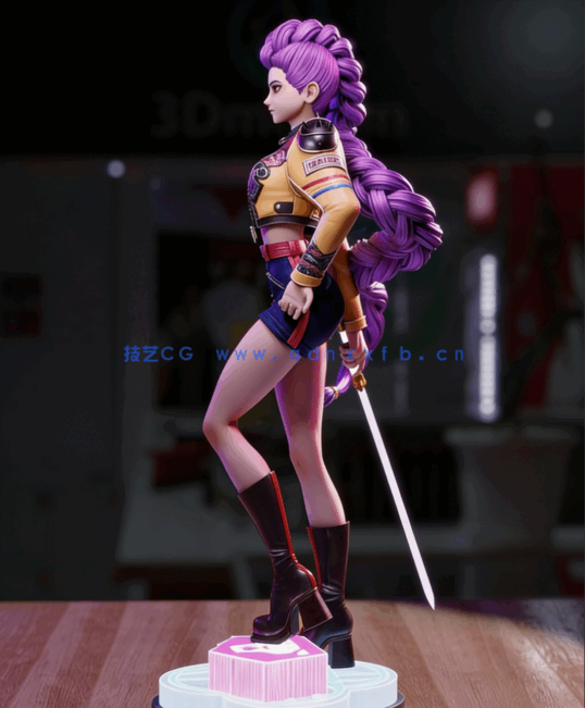  Rumi持剑《K-Pop恶魔猎人》动画角色雕刻手办3D打印模型(图4)