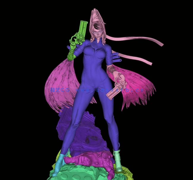 [3D打印人物] 贝优妮塔Bayonetta双枪《猎天使魔女》游戏角色雕刻手办3D打(图4)
